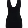 Aubree Crepe And Mesh Mini Dress – Black
