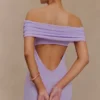 Audrey Off Shoulder Mesh Maxi Dress – Lilac