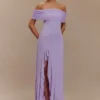Audrey Off Shoulder Mesh Maxi Dress – Lilac