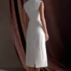 Audrine Suiting Sleeveless Midi Dress – Ivory