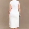 Audrine Suiting Sleeveless Midi Dress – Ivory