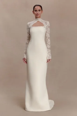 Aurelie Long Sleeve Lace Maxi Dress – Ivory