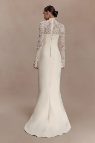 Aurelie Long Sleeve Lace Maxi Dress – Ivory