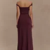 Aurora Slinky And Mesh Split Maxi Dress – Mahogany Aurora Slinky And Mesh Split Maxi Dress – Mahogany