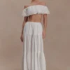 Autumn Off Shoulder Broderie Top – White