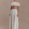 Autumn Off Shoulder Broderie Top – White