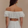 Autumn Off Shoulder Broderie Top – White