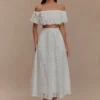 Autumn Off Shoulder Broderie Top – White