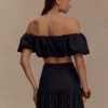 Autumn Off Shoulder Bubble Top – Black Autumn Off Shoulder Bubble Top – Black