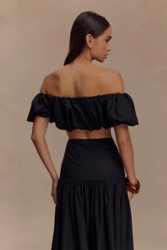 Autumn Off Shoulder Bubble Top – Black