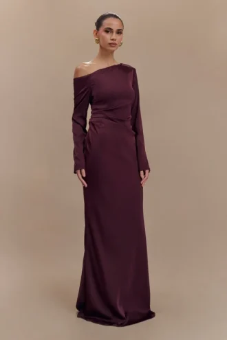Avery Long Sleeve Maxi Dress – Plum