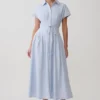Aysha Buttoned Linen Midi Dress – Cornflower Blue Aysha Buttoned Linen Midi Dress – Cornflower Blue