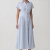 Aysha Buttoned Linen Midi Dress – Cornflower Blue Aysha Buttoned Linen Midi Dress – Cornflower Blue
