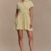 Aysha Buttoned Linen Mini Dress – Lemon Aysha Buttoned Linen Mini Dress – Lemon