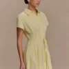 Aysha Buttoned Linen Mini Dress – Lemon Aysha Buttoned Linen Mini Dress – Lemon