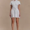 Aysha Buttoned Linen Mini Dress – White