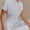 Aysha Buttoned Linen Mini Dress – White