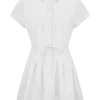 Aysha Buttoned Linen Mini Dress – White