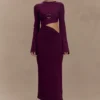 Azariah Long Sleeve Knit Midi Dress – Plum Azariah Long Sleeve Knit Midi Dress – Plum