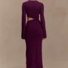 Azariah Long Sleeve Knit Midi Dress – Plum Azariah Long Sleeve Knit Midi Dress – Plum