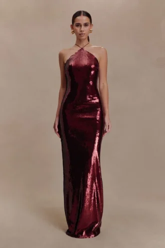 Baldwin Sequin Cut Out Maxi Dress – Mahogany