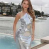 Baldwin Sequin Cut Out Maxi Dress – Silver Baldwin Sequin Cut Out Maxi Dress – Silver