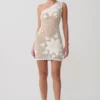 Barker Hand Crochet Knit Mini Dress – White