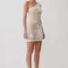 Barker Hand Crochet Knit Mini Dress – White