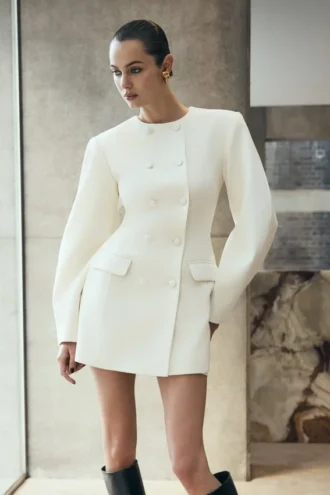 Beatrice Blazer Mini Dress – Ivory