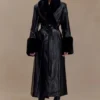 Bec Faux Leather Trench Coat With Faux Fur – Black Bec Faux Leather Trench Coat With Faux Fur – Black