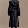 Bec Faux Leather Trench Coat With Faux Fur – Black Bec Faux Leather Trench Coat With Faux Fur – Black