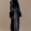 Bec Faux Leather Trench Coat With Faux Fur – Black Bec Faux Leather Trench Coat With Faux Fur – Black