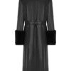 Bec Faux Leather Trench Coat With Faux Fur – Black Bec Faux Leather Trench Coat With Faux Fur – Black