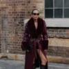 Bec Faux Leather Trench Coat With Faux Fur – Cherry Red Bec Faux Leather Trench Coat With Faux Fur – Cherry Red