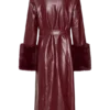 Bec Faux Leather Trench Coat With Faux Fur – Cherry Red Bec Faux Leather Trench Coat With Faux Fur – Cherry Red