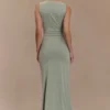 Beck Plunge Maxi Dress With Floral Hardware – Basil