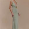 Beck Plunge Maxi Dress With Floral Hardware – Basil