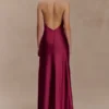 Bella Satin Halter Maxi Dress – Mahogany Bella Satin Halter Maxi Dress – Mahogany