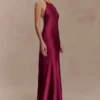 Bella Satin Halter Maxi Dress – Mahogany Bella Satin Halter Maxi Dress – Mahogany