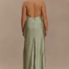 Bella Satin Halter Maxi Dress – Sage Bella Satin Halter Maxi Dress – Sage