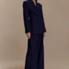 Jacqueline Pleated Wide Leg Pants – Navy Pinstripe Jacqueline Pleated Wide Leg Pants – Navy Pinstripe