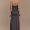 Bentley Peached Jersey Halter Maxi Dress – Charcoal Bentley Peached Jersey Halter Maxi Dress – Charcoal