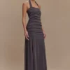 Bentley Peached Jersey Halter Maxi Dress – Charcoal Bentley Peached Jersey Halter Maxi Dress – Charcoal