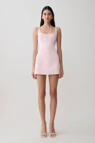 Beth Satin Mini Dress – Pale Pink