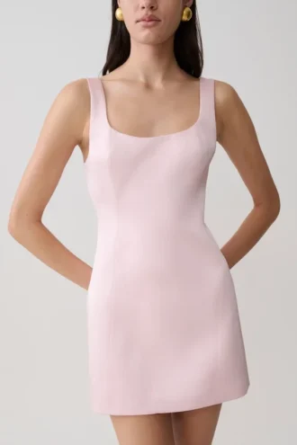 Beth Satin Mini Dress – Pale Pink