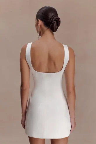 Beth Satin Mini Dress – White