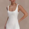 Beth Satin Mini Dress – White Beth Satin Mini Dress – White