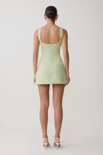 Beth Tweed Mini Dress – Pastel Green