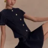 Bethany Short Sleeve Buttoned Denim Top – Washed Indigo Blue Bethany Short Sleeve Buttoned Denim Top – Washed Indigo Blue