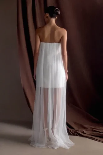 Bettany Chiffon Strapless Maxi Dress – White
